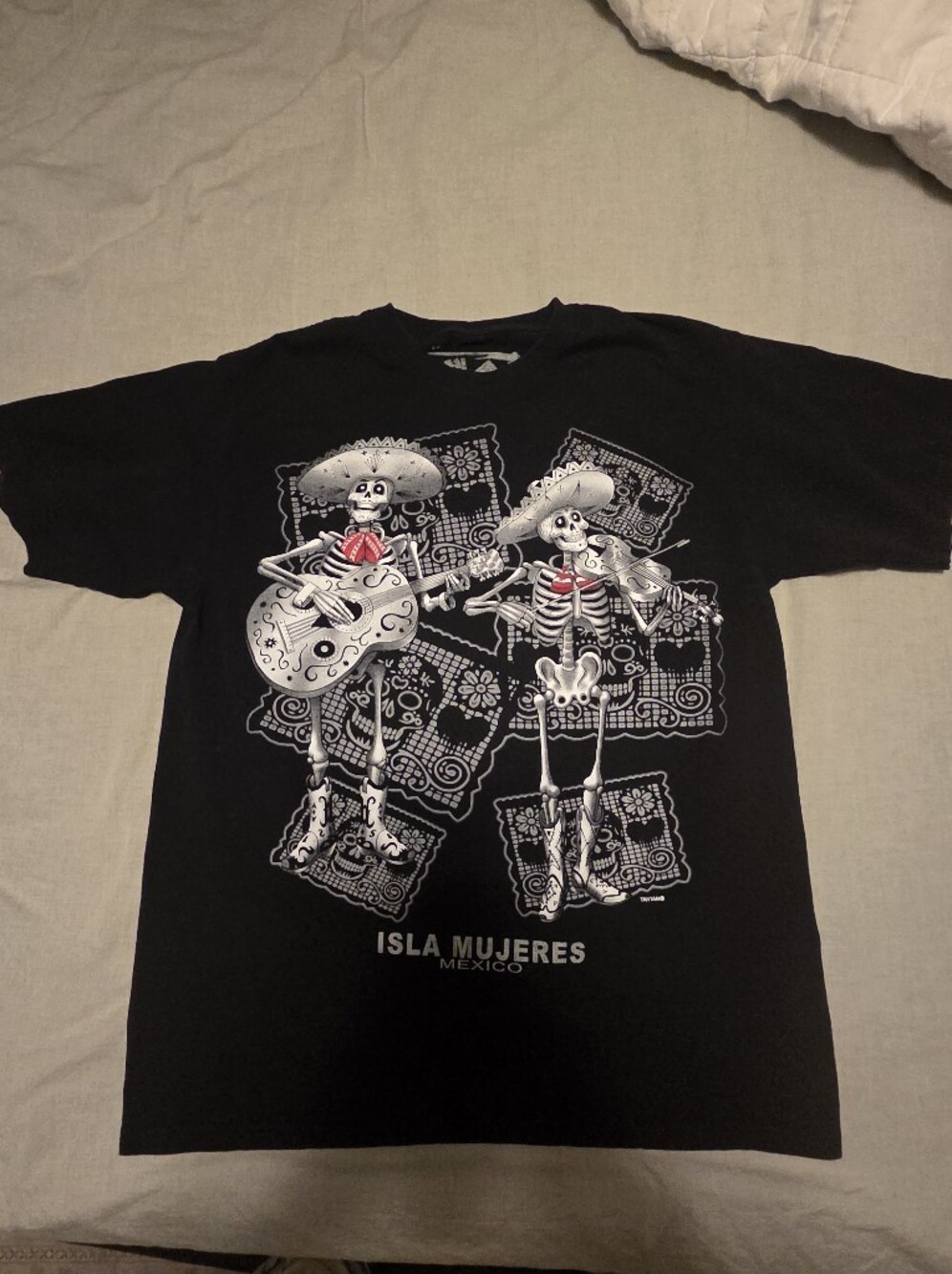 Isla Mujeres Black Kids Graphic Skeleton T-Shirt